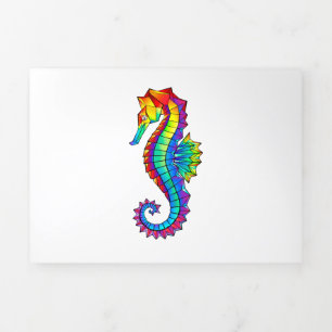 Tarjeta Tríptica Hipoahoría marino poligonal arcoiris