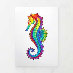 Tarjeta Tríptica Hipoahoría marino poligonal arcoiris