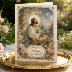 Tarjeta Tríptica Jesús en Getsemaní Oración de Surrender Católica S
