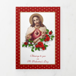 Tarjeta Tríptica Jesús Religioso Virgen María Vintage Valentine 