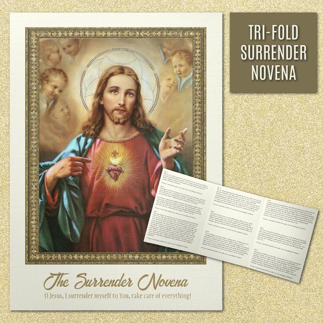 Tarjeta Tríptica Jesús Renuncia a Novena Oración Católica (TRI-FOLD SURRENDER NOVENA TO JESUS )