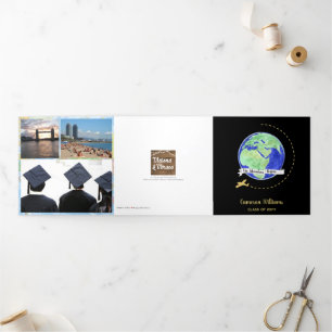 Tarjeta Tríptica La aventura comienza foto de graduación