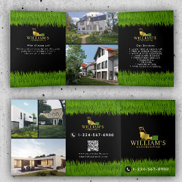 Tarjeta Tríptica Lawn Mowing Cutting Services Lawn 3 Gold Brochure