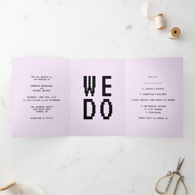 Tarjeta Tríptica Lilac Lavender Gamer formal mínimo Lo hacemos (Interior)