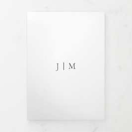 Tarjeta Tríptica Limpiar blanco formal boda simple