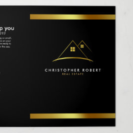 Tarjeta Tríptica Logotipo moderno de la Casa de Oro Inmobiliaria