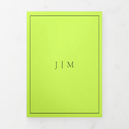 Tarjeta Tríptica Marco Simple Formal Moderno Negro Chorro Lime Cibe