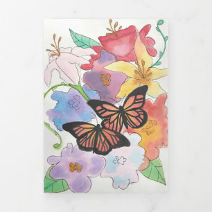 Tarjeta Tríptica Mariposa Amante Mariposas En El Jardín