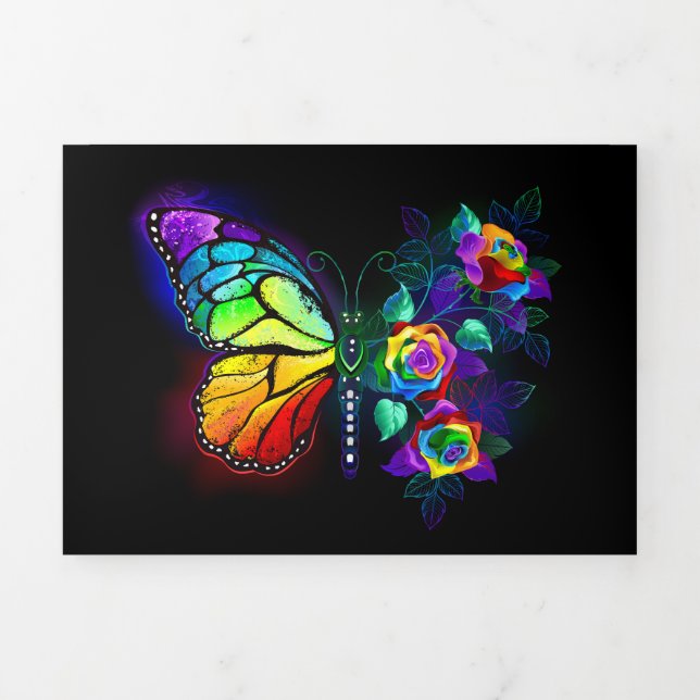 Tarjeta Tríptica Mariposa florida arcoiris (Foto de portada)