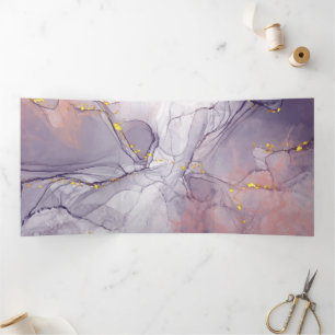 Tarjeta Tríptica Mármol Violeta y Dorado