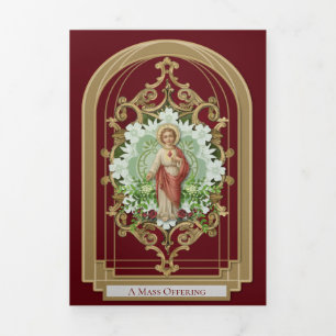 Tarjeta Tríptica Masas religiosas ofreciendo el Sagrado Corazón Jes