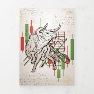 Tarjeta Tríptica Mercado de inversores osos y toros