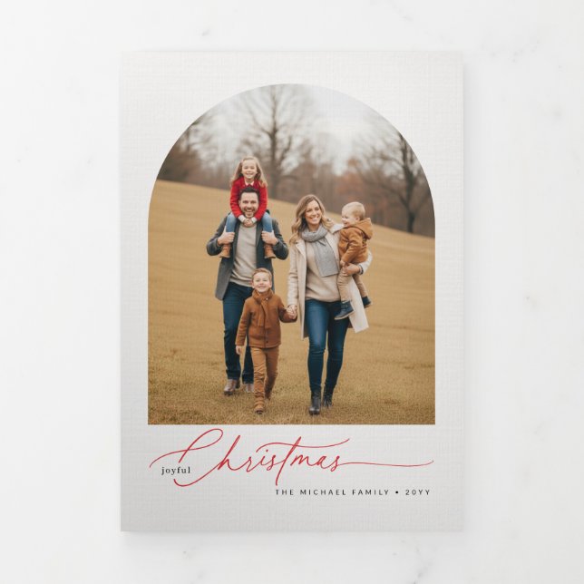 Tarjeta Tríptica Merry Christmas Arch Multi Photo Gallery Family (Foto de portada)
