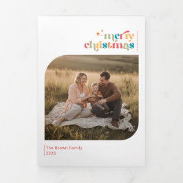 Tarjeta Tríptica Minimal Christmas Family Photo Collage Greetings
