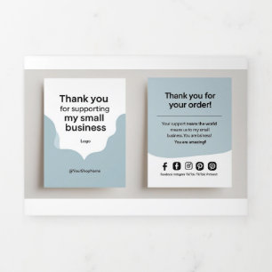Tarjeta Tríptica Mínimo Gracias Por Apoyar Mis Pequeñas Empresas