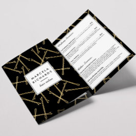 Tarjeta Tríptica Moda Café Bobby Pins Salón del pelo Negro Brochure