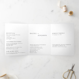 Tarjeta Tríptica Moderna elegancia Minimalista en línea RSVP Tri