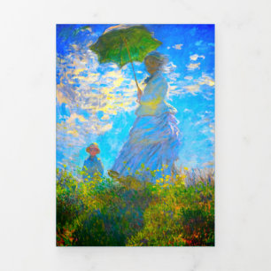 Tarjeta Tríptica Monet Woman con una sombrilla