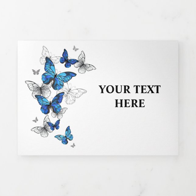 Tarjeta Tríptica Morfo de las mariposas voladoras azules (Foto de portada)