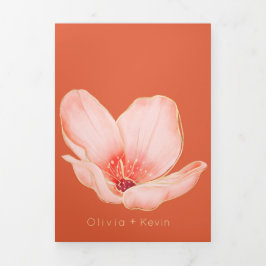 Tarjeta Tríptica Naranja brillante boda completo de la puesta de so