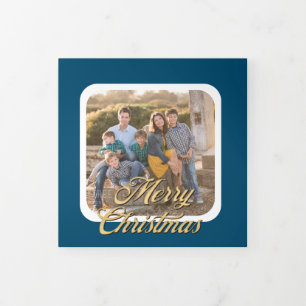 Tarjeta Tríptica Navidades de fotografía Gold y Blue 4