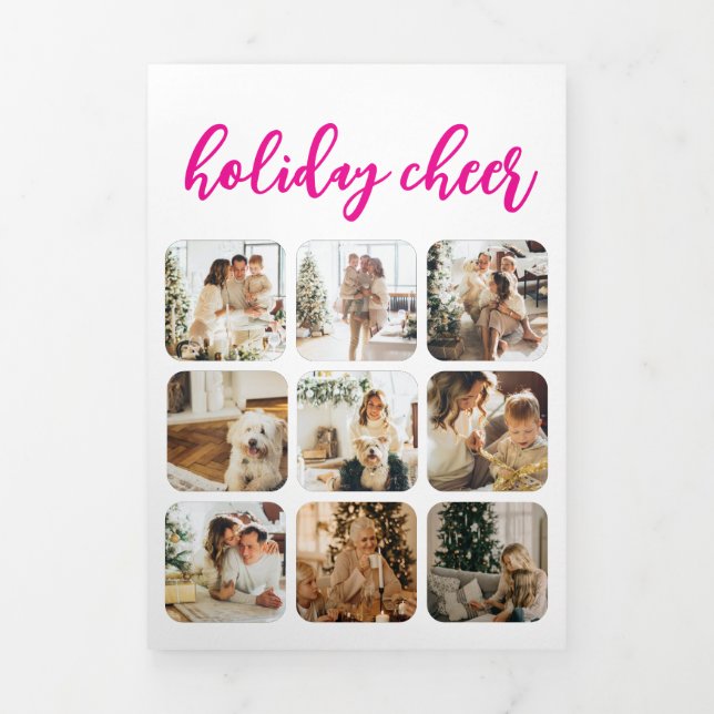 Tarjeta Tríptica Navidades de fotos de Holiday Cheer 16 personaliza (Foto de portada)