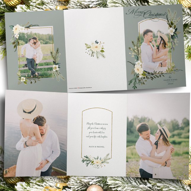 Tarjeta Tríptica Navidades de moda Sage Foto botánica con arcos de  (Subido por el creador)