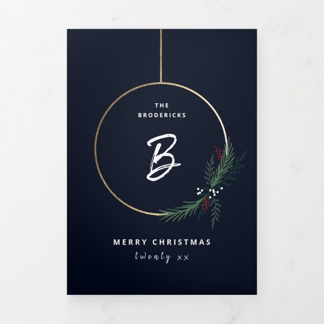 Tarjeta Tríptica Navidades de vacaciones con escritura Wreath moder (Foto de portada)