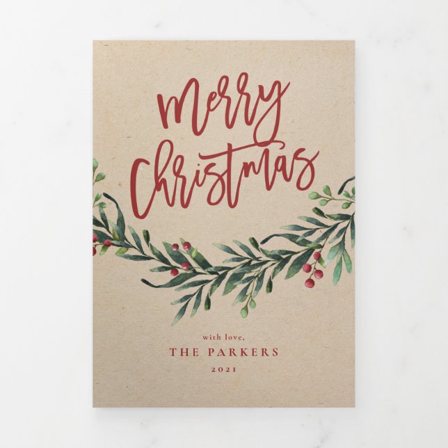 Tarjeta Tríptica Navidades en franja vacacional moderna foto tarjet (Foto de portada)