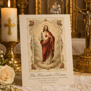 Tarjeta Tríptica Novena de Entrega al Sagrado Corazón de Jesús 