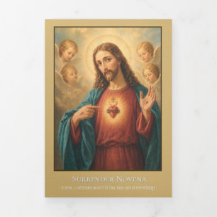 Tarjeta Tríptica Novena de Rendición a Jesús Oración Católica
