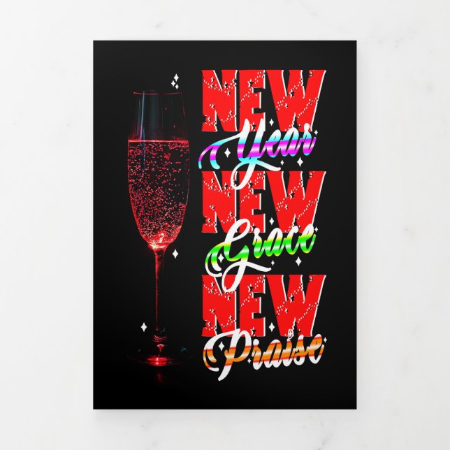 Tarjeta Tríptica Nuevo elogio de Grace de Año Nuevo (Foto de portada)