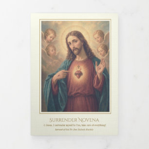 Tarjeta Tríptica Oración Novena de Entrega al Sagrado Corazón de Je