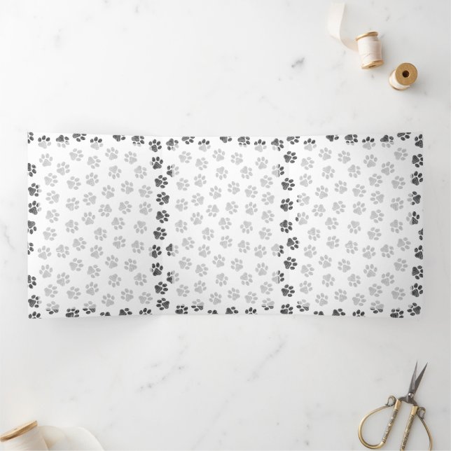 Tarjeta Tríptica Pasta de perro, garras de perro, patas de gato, pa (Interior)