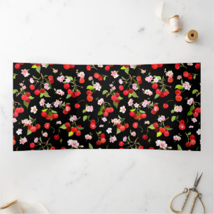 Tarjeta Tríptica Patrón de cerezas 2