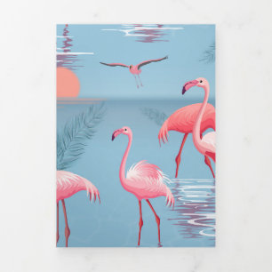 Tarjeta Tríptica Patrón de flamencos 1