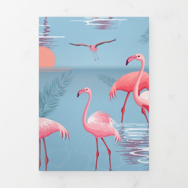 Tarjeta Tríptica Patrón de flamencos 1 (Foto de portada)