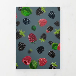 Tarjeta Tríptica Patrón de frambuesa 2