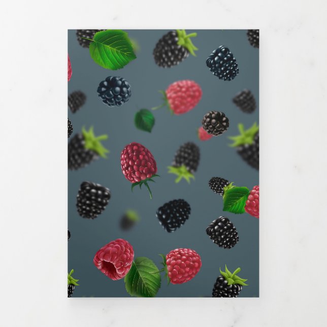 Tarjeta Tríptica Patrón de frambuesa 2 (Foto de portada)