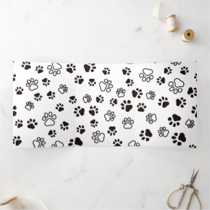 Tarjeta Tríptica Patrón repetido de las patas del gato