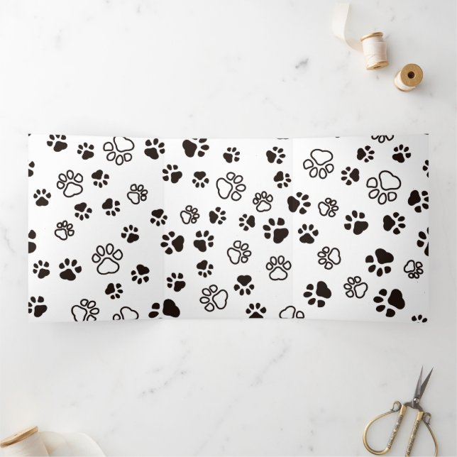 Tarjeta Tríptica Patrón repetido de las patas del gato (Interior)