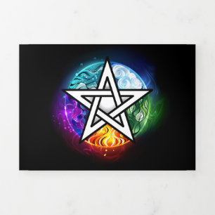 Tarjeta Tríptica Pentagrama de Wiccan