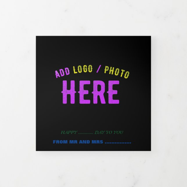 TARJETA TRÍPTICA PERSONALIZABLE MODERNO ESTILO NEGRO VERIFICADO MAR (Foto de portada)