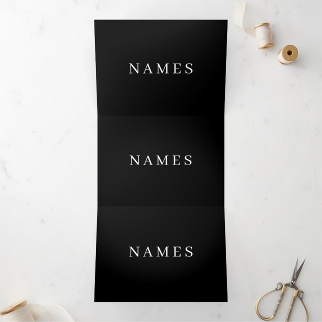 Tarjeta Tríptica Personalizado negro simple Añadir su nombre elegan (Interior)