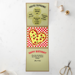 Tarjeta Tríptica Pizza Box Pizza Puns Cumpleaños