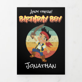 Tarjeta Tríptica Primer cumpleaños de Sunset Pirate Boy