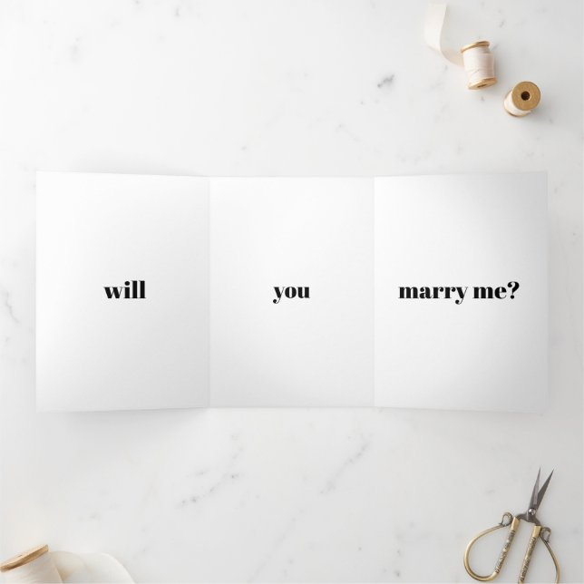 Tarjeta Tríptica Propuesta de matrimonio personalizado de la tipogr (Interior)