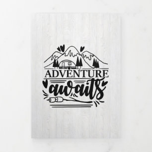 Tarjeta Tríptica Regalo para campista La aventura espera