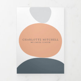 Tarjeta Tríptica Resumen moderno de Zen Stones Peach Wellness Broch