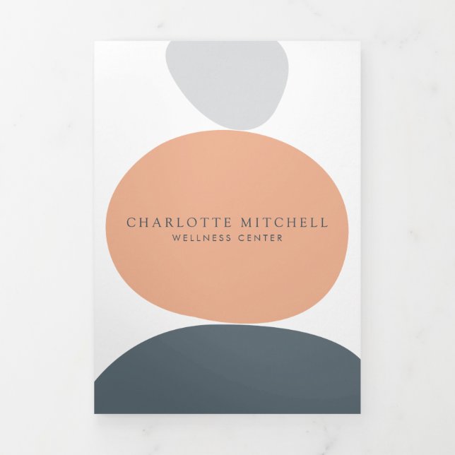 Tarjeta Tríptica Resumen moderno de Zen Stones Peach Wellness Broch (Foto de portada)